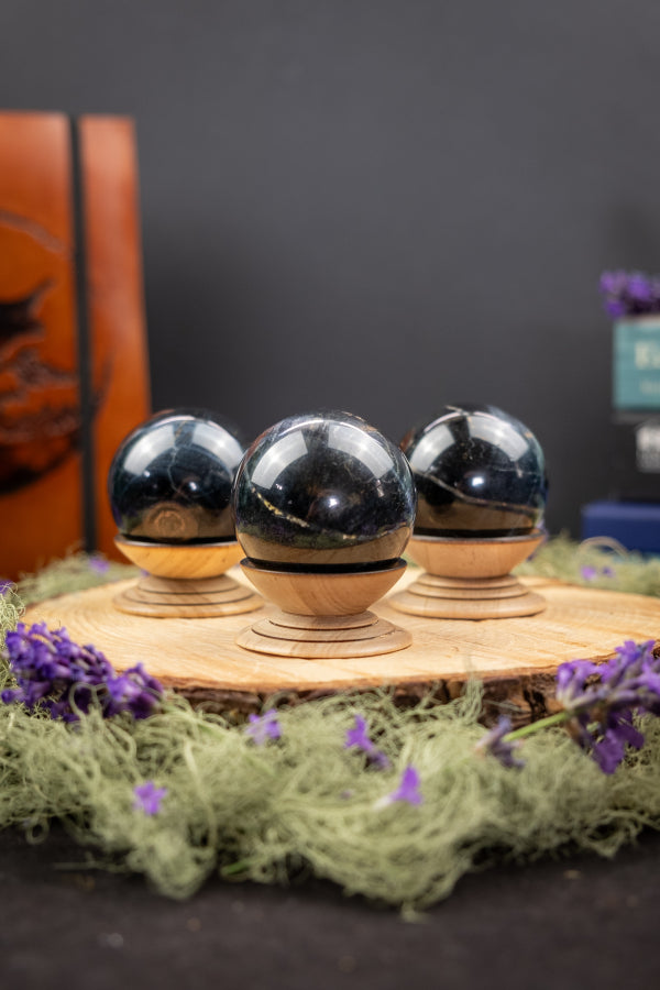 Blue Tiger's Eye Sphere, Soothing Crystal Ball, Calm Mind, Intuition, Throat Chakra, Stress Relief, Protection, Focus, Confidence.
