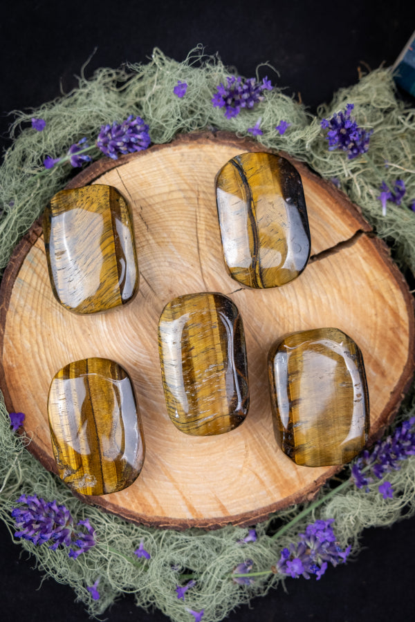 Tiger Eye Palm Stone, Protective Crystal, Courage Gem, Grounding Healing Stone, Confidence and Motivation Talisman, Worry Stone, Meditation