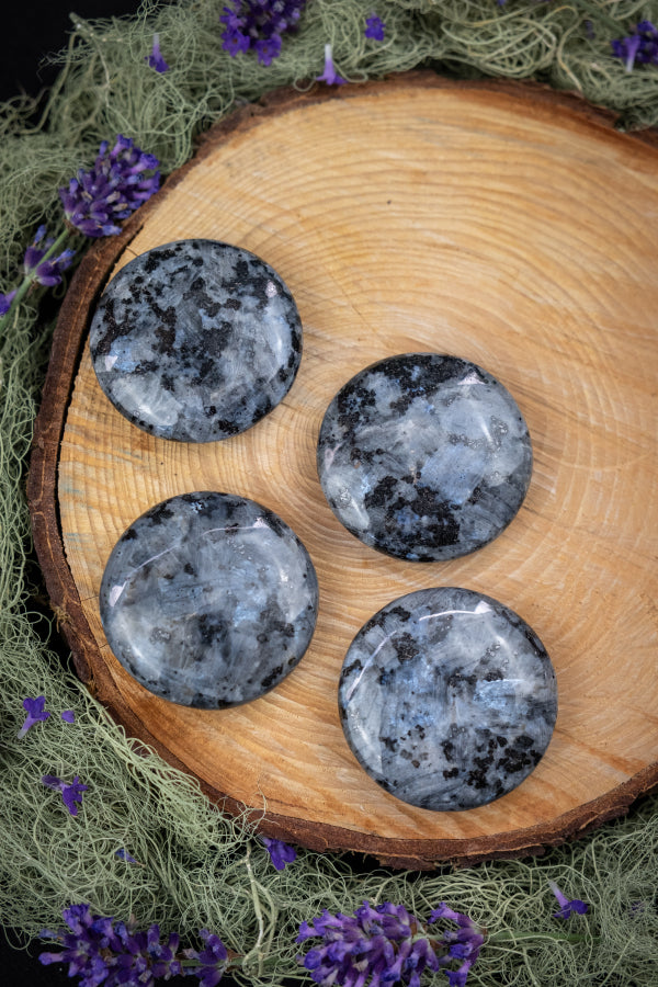 Larvikite Crystal Palm Stone for Grounding, Protection, Focus, Intuition and Inner Strength, Polished Gemstone Orb, Magic Norwegian Stone