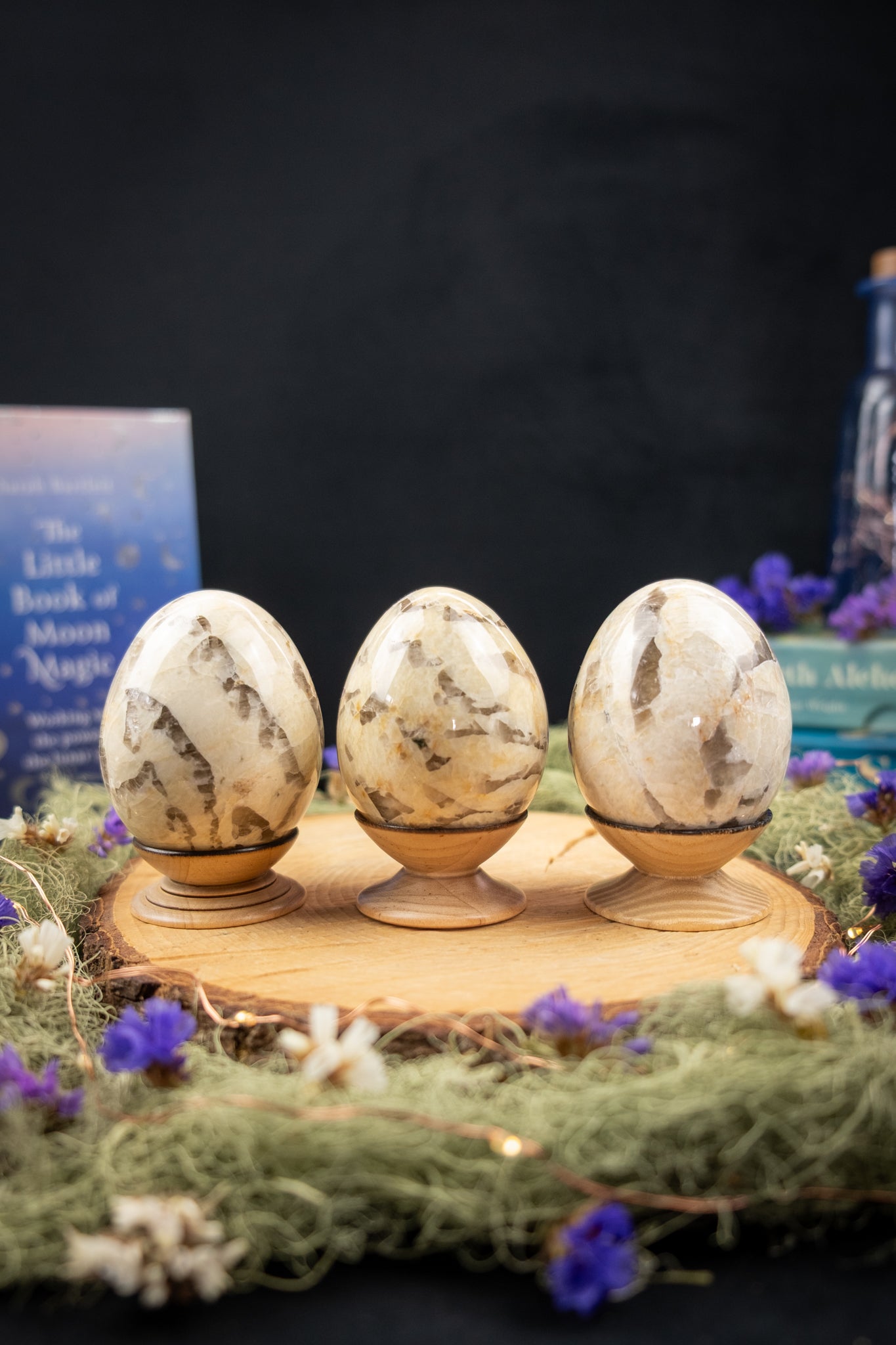 Moonstone and Smokey Quartz Egg