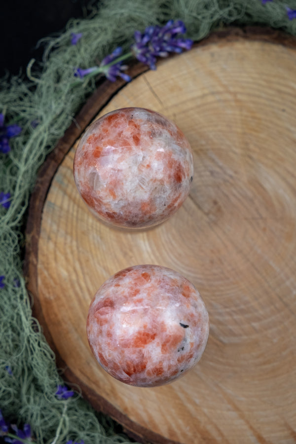Sunstone Sphere, Joyful Energy Stone for Vitality, Confidence, Optimism, Creativity and Abundance Crystal Decor