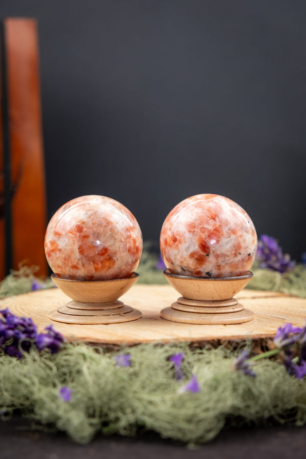 Sunstone Sphere, Joyful Energy Stone for Vitality, Confidence, Optimism, Creativity and Abundance Crystal Decor