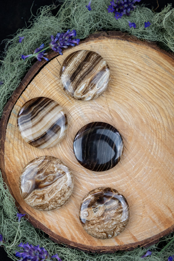 Aragonite Flat Disc Palm Stone, Grounding Crystal for Focus, Soothing Gemstone for Stress Relief and Earth Connection, Aragonite Stone