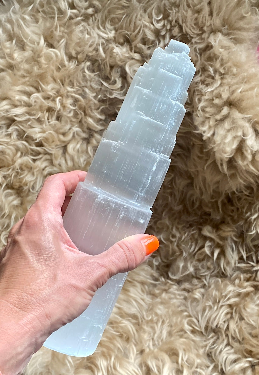 Selenite crystal Tower (X Large), Energy Cleanser, Crystals for home, to release negativity.