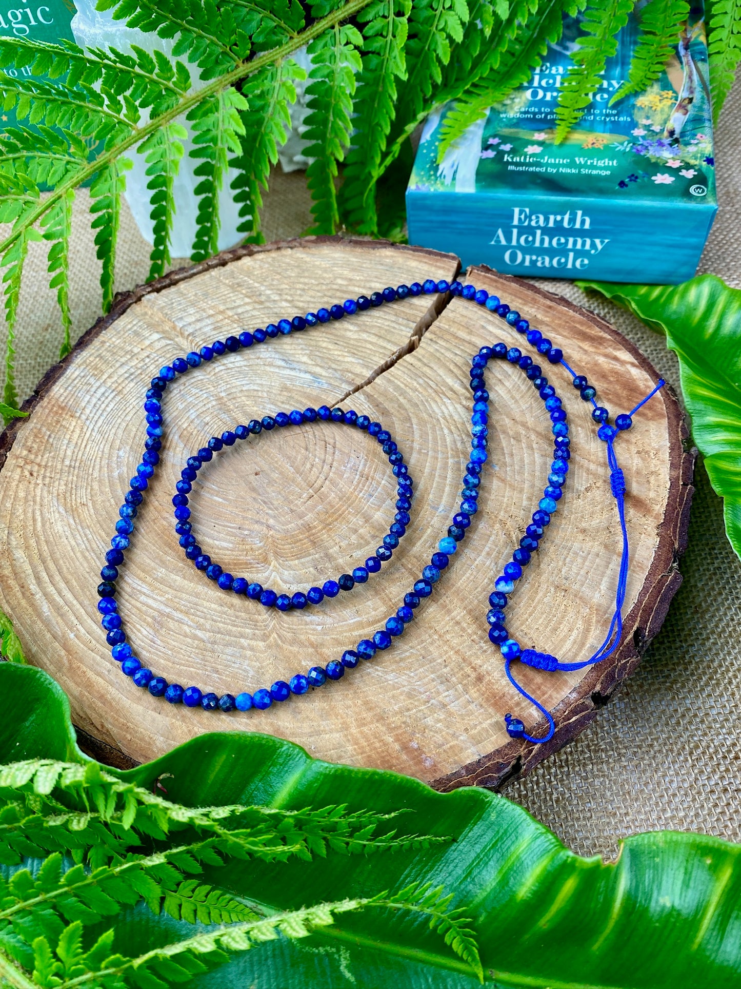 Lapis Lazuli crystal bracelet, Faceted, boho style, Crystal to stimulate psychic abilities & inner vision, Release stress. Throat chakra.
