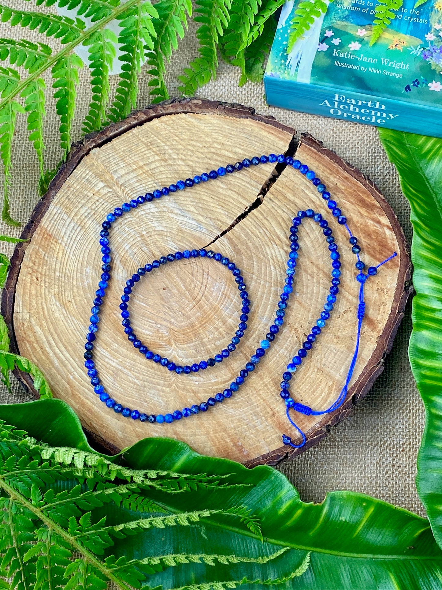 Lapis Lazuli crystal bracelet, Faceted, boho style, Crystal to stimulate psychic abilities & inner vision, Release stress. Throat chakra.