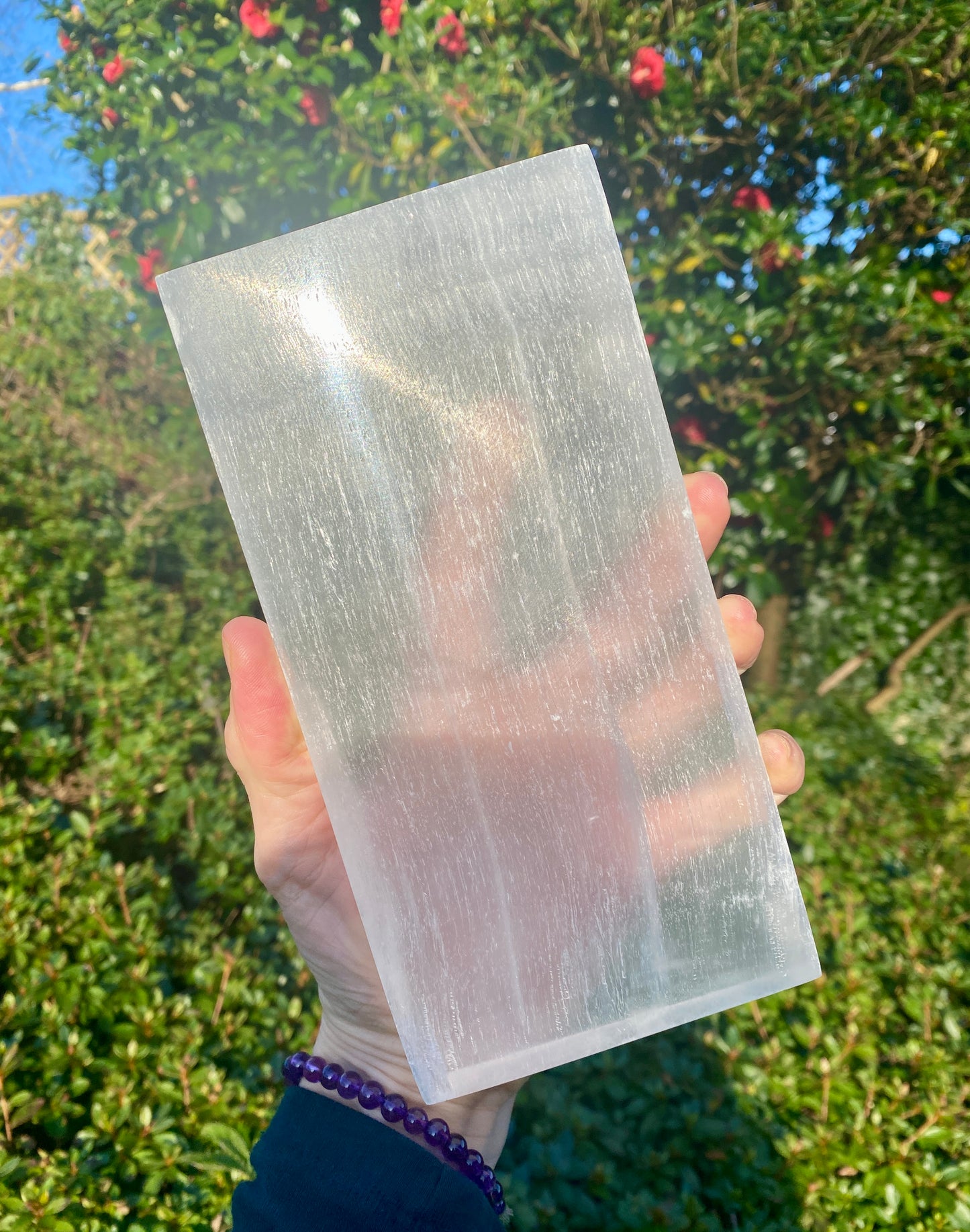 Selenite Charging Slab, Large Selenite, Heavy Crystal Cleansing Plate, High-Vibrational Satin Spar, Energy Clearing & Charging Stone