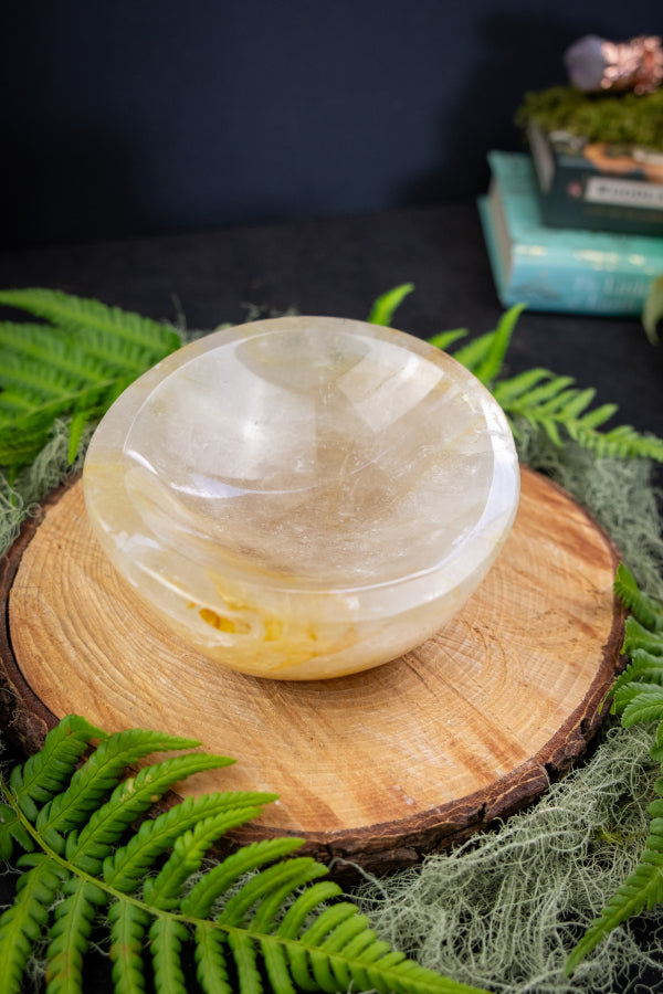 Golden Healer Quartz Bowl for Healing, Energy Work and Display, High Vibration Crystal Stone for Clarity, Alignment and Inner Peace