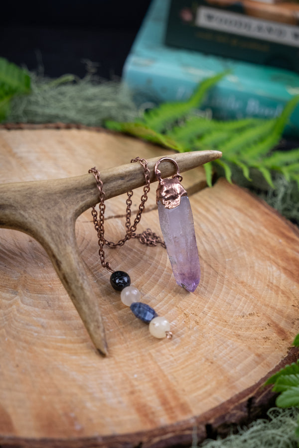 Vera Cruz Amethyst Crystal Pendulum for Energy Healing, Copper Dowser Tool for Clarity, Intuition, Protection and Spiritual Connection