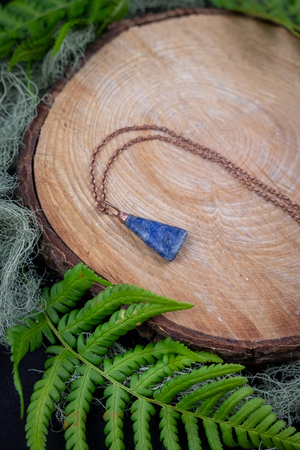 Lapis Lazuli Copper Pendant One of a Kind Crystal Necklace for Wisdom Inner Truth Third Eye Stone Spiritual Gift.