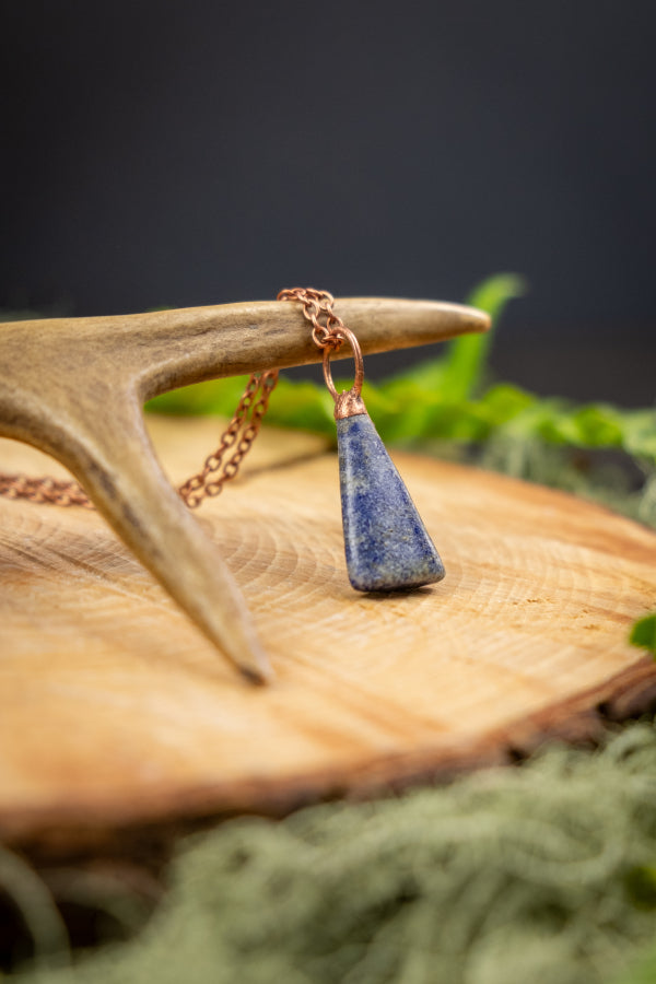 Lapis Lazuli Copper Pendant One of a Kind Crystal Necklace for Wisdom Inner Truth Third Eye Stone Spiritual Gift.