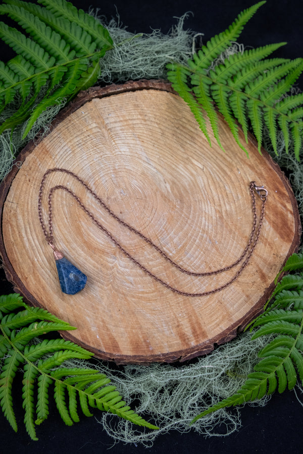 Lapis Lazuli Copper Pendant One of a Kind Crystal Necklace for Wisdom Inner Truth Third Eye Stone Spiritual Gift.