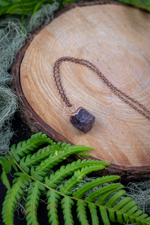 Raw Ruby Crystal and Copper Pendant for Passion Protection Courage and Vitality, Handmade Raw Gemstone Necklace, Crystal Healing Jewellery