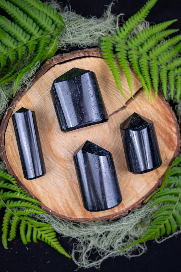 Protective Black Tourmaline Curved Crystal Point, Polished Gemstone for Grounding Energy, EMF Shield, Root Chakra Stone, Reiki Healing Tool