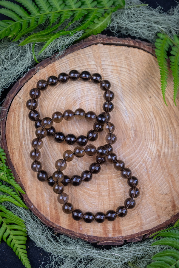 Smokey Quartz Crystal Bracelet, 10mm bead, Crystal for grounding and protection, A grade crystal