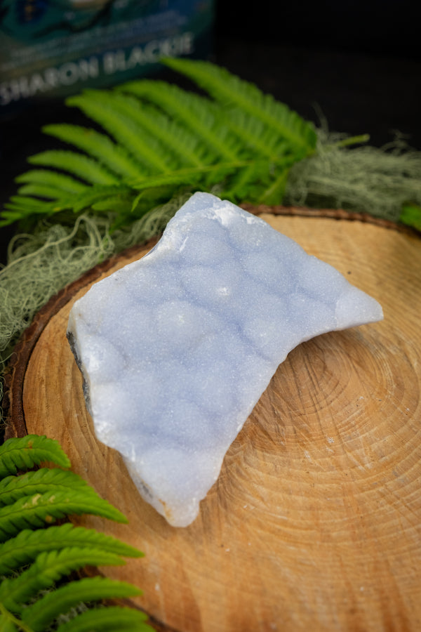 Soothing Blue Lace Agate Slice, Raw Blue Crystal for Calm, Communication and Peaceful Clarity, Ethically Sourced Blue Gemstone