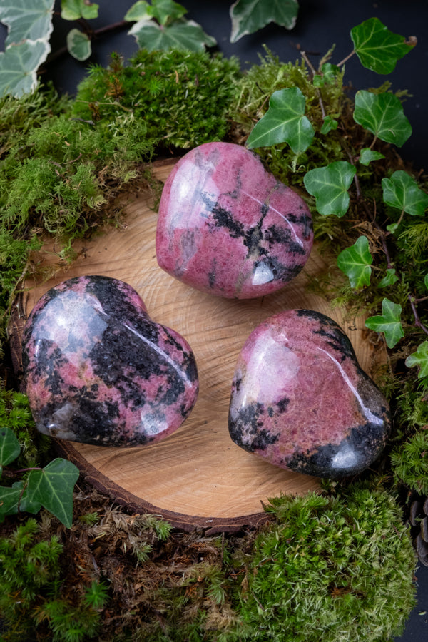 Rhodonite Crystal Heart, Crystal for healing, Heart chakra crystal, Crystal for stress, Emotional healing crystal, A grade crystal sphere.
