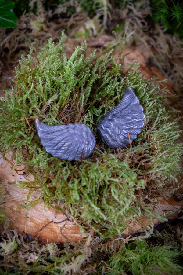 Obsidian Angel Wing Pair, Gold Sheen and Silver Sheen Obsidian, Crystal for Protection, Grounding crystal, Crystal for communication, Shamanic crystal.