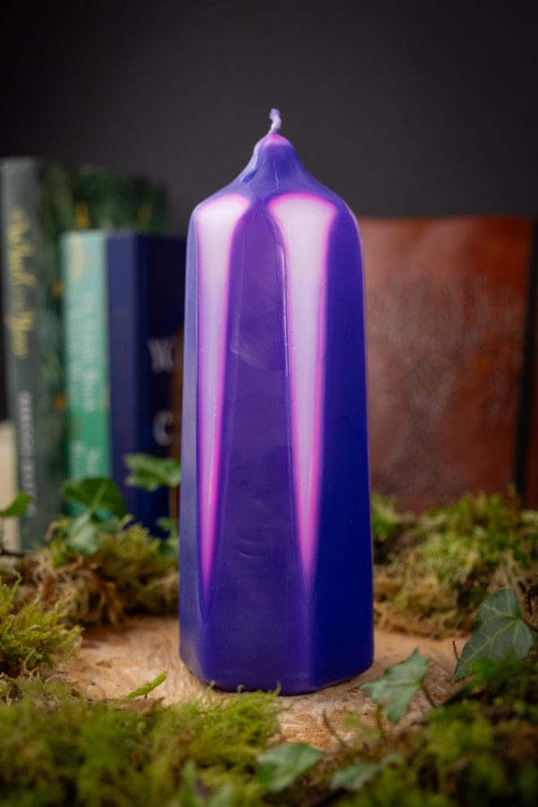 Purple Wax Candle, Overdipped Dumpy Candles, Crown Chakra Candle, Ritual Candle, Funky Candle.