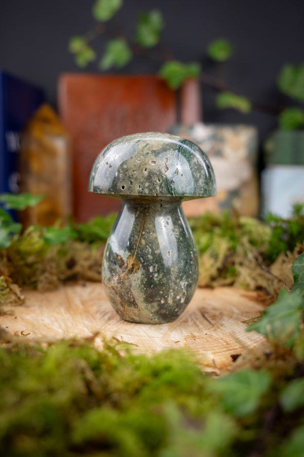 Ocean Jasper crystal Toadstool, A stone of joy, renewal and emotional balance, A grade, ethical crystal, Hand carved.