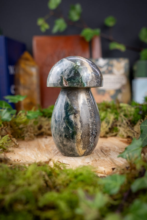 Ocean Jasper Toadstool Crystal Mushroom Ornament, Ethically Sourced Gemstone for Joy, Renewal, Chakra Healing and Spiritual Balance