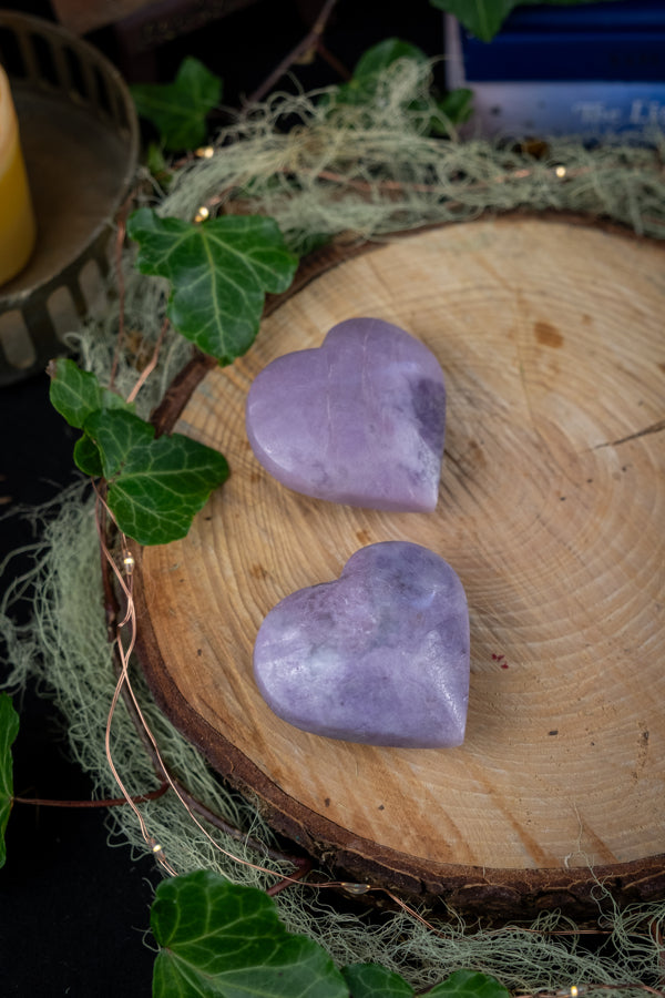 Lepidolite Crystal Heart, Crystal for calm, Promote restful sleep
