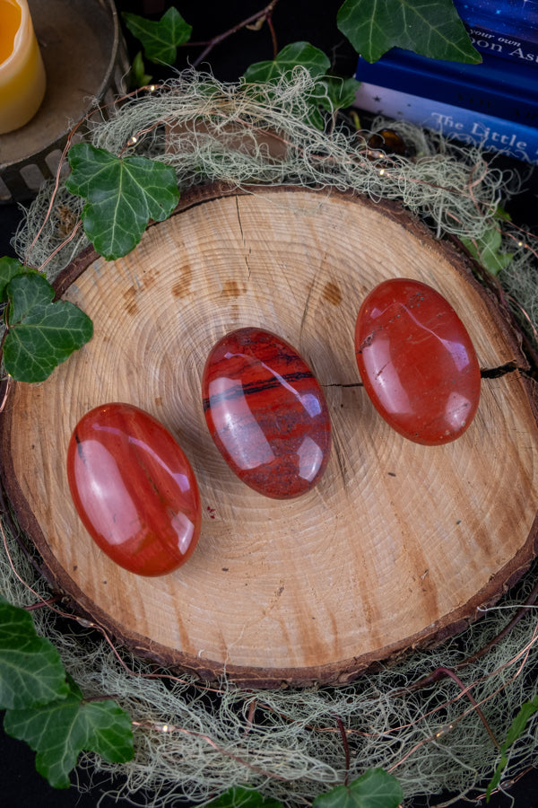 Red Jasper Palm Stone, Grounding Crystal, Stability & Strength, Root Chakra Gemstone, Protective Healing Stone for Vitality and Balance