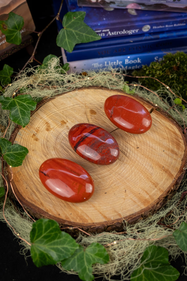 Red Jasper Palm Stone, Grounding Crystal, Stability & Strength, Root Chakra Gemstone, Protective Healing Stone for Vitality and Balance