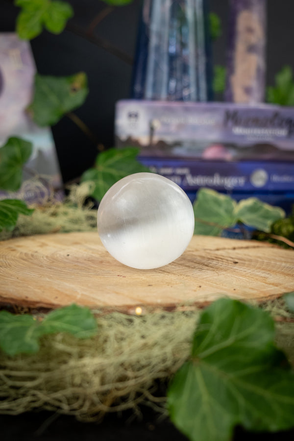 Selenite Crystal Sphere (small) Cleanse your home, work and aura. High vibrational crystal, lift your spirits and your vibration.