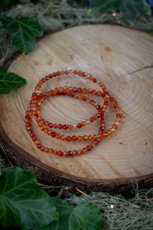 Carnelian crystal bracelet, Faceted beads, Boho style, Crystal for passion, love, creativity, Root and Sacral chakra crystal.