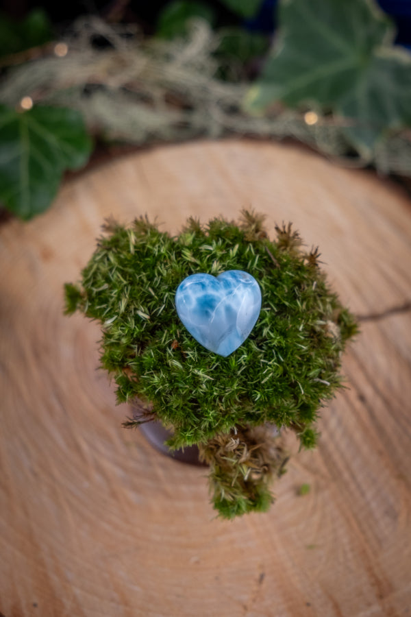Larimar Heart, Soothing Ocean Gemstone, Calming Crystal, Emotional Healing Stone, Throat Chakra Stone