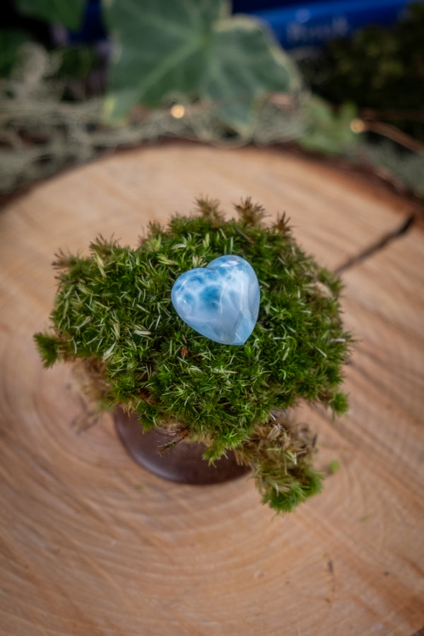 Larimar Heart, Soothing Ocean Gemstone, Calming Crystal, Emotional Healing Stone, Throat Chakra Stone