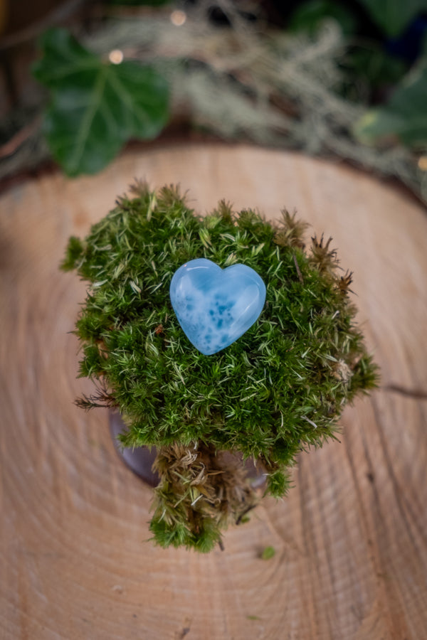 Larimar Heart, Soothing Ocean Gemstone, Calming Crystal, Emotional Healing Stone, Throat Chakra Stone