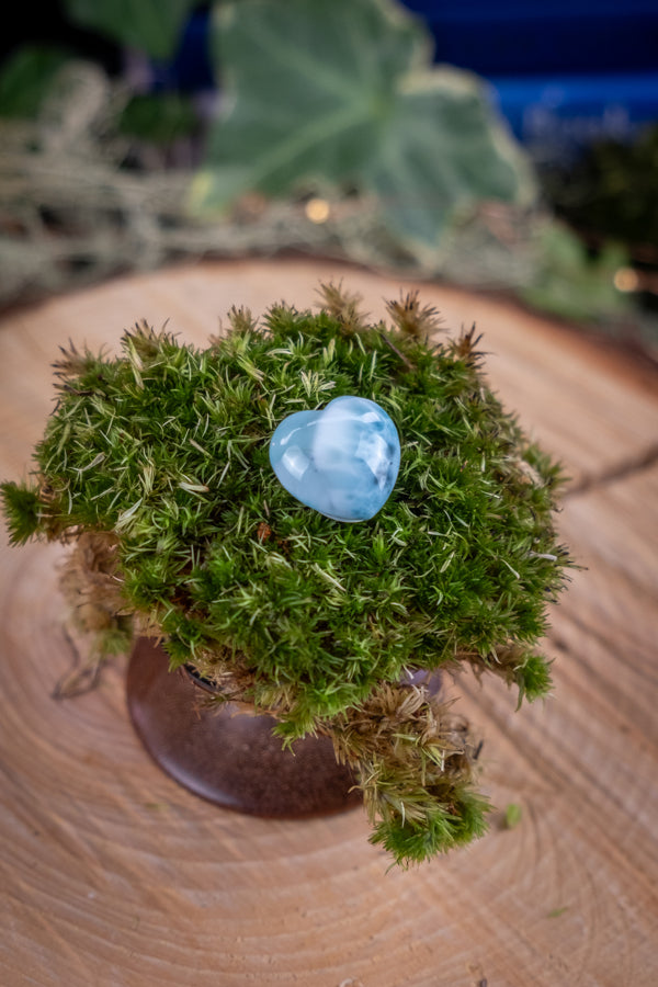 Larimar Heart, Soothing Ocean Gemstone, Calming Crystal, Emotional Healing Stone, Throat Chakra Stone