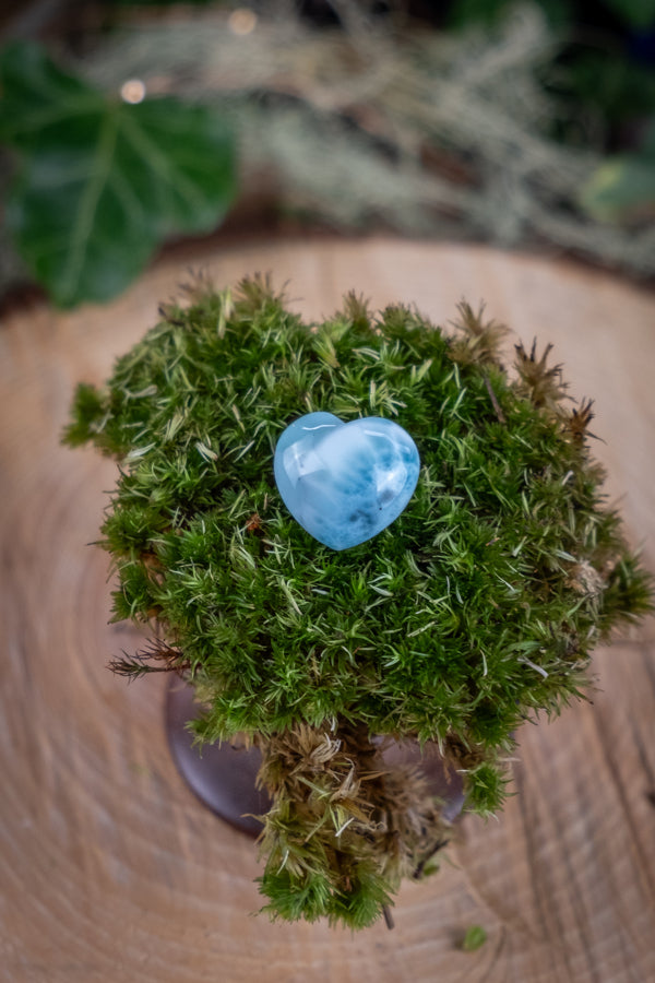 Larimar Heart, Soothing Ocean Gemstone, Calming Crystal, Emotional Healing Stone, Throat Chakra Stone