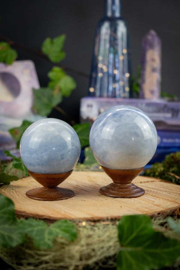 Blue Calcite Sphere, Calming Crystal, Throat & Third Eye Chakra, Stress Relief, Soothing Energy, Emotional Healing, Communication Stone