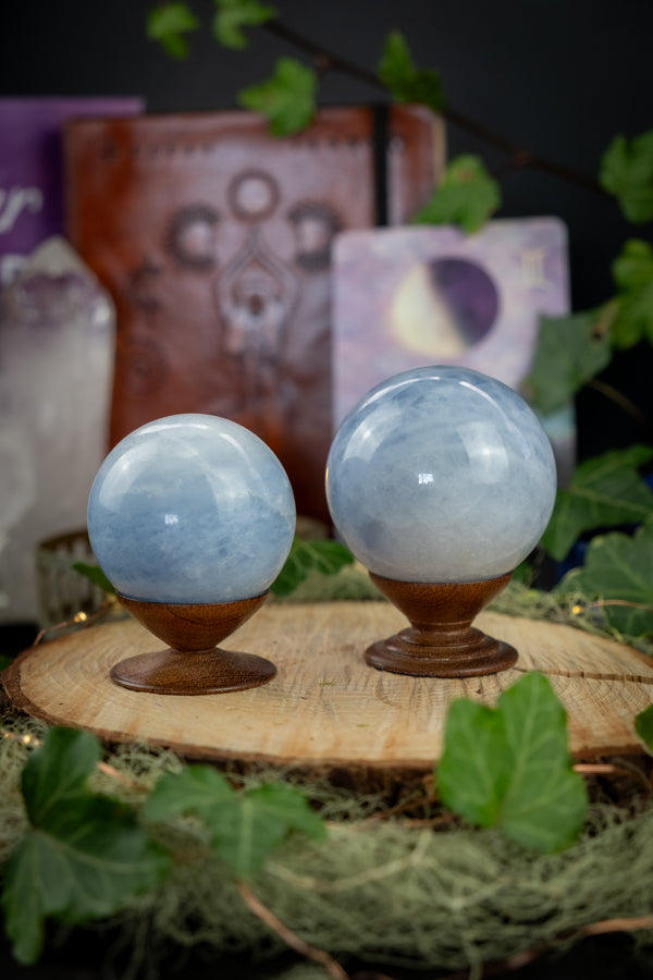 Blue Calcite Sphere, Calming Crystal, Throat & Third Eye Chakra, Stress Relief, Soothing Energy, Emotional Healing, Communication Stone