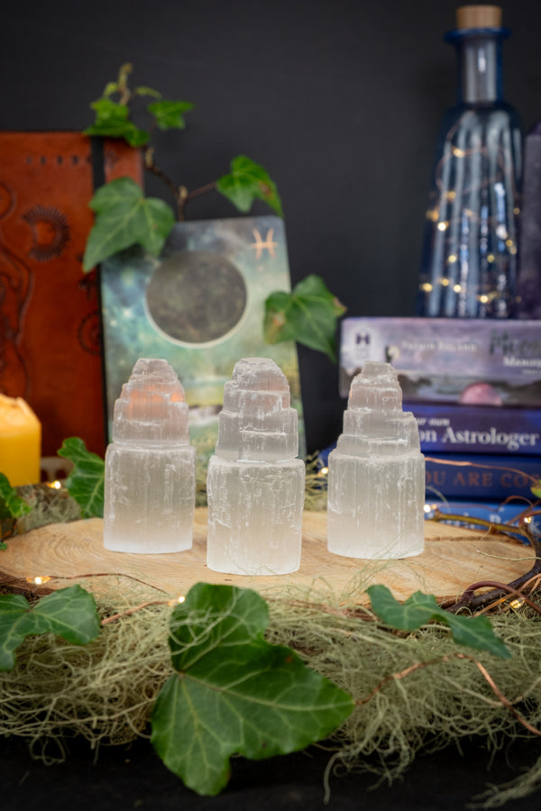 Selenite Mini Tower, High Vibration Crystal, Cleansing & Charging, Crown Chakra, Energy Clearing, Spiritual Protection, Meditation Stone