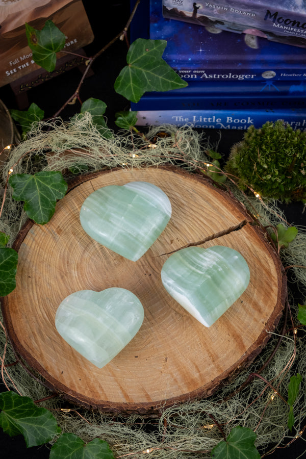 Pistachio Calcite Heart, Green Calcite, Heart Chakra Crystal, Soothing Energy, Emotional Healing, Self Love Gemstone