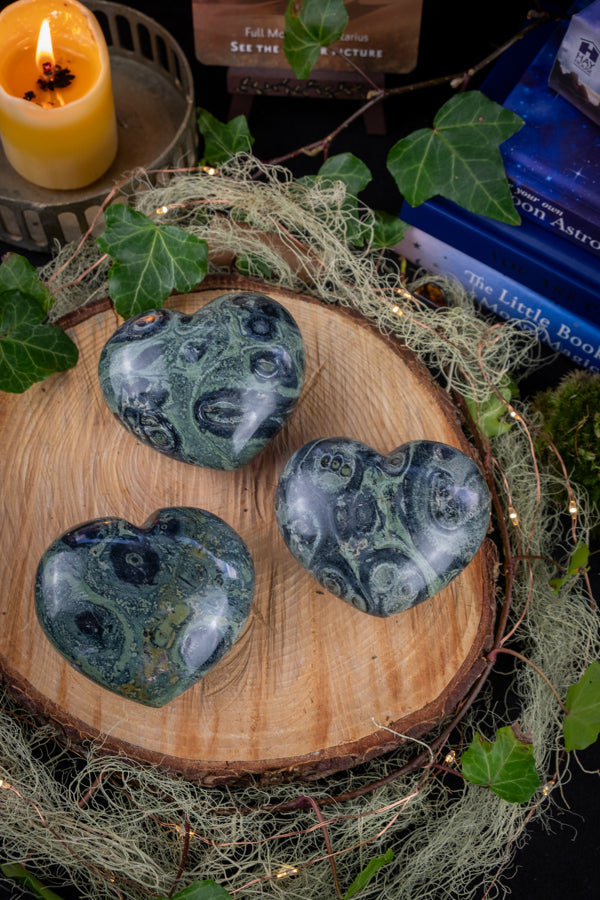 Kambaba Jasper Heart, Stromatolite Crystal, Calming Stone, Deep Healing, Ancient Earth Energy, Protection, Emotional Balance