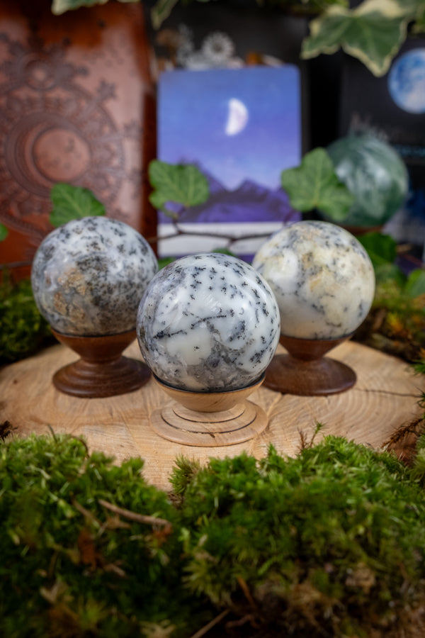 Merlinite Sphere, Mystic Dendritic Opal, Powerful Shamanic Vision Stone, Spiritual Transformation, Intuition & Shadow Work