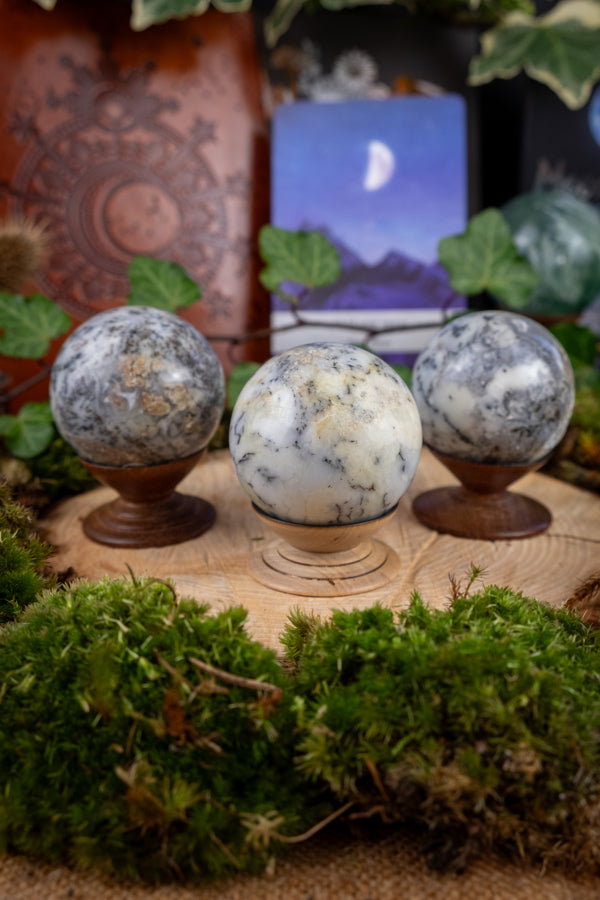 Merlinite Sphere, Mystic Dendritic Opal, Powerful Shamanic Vision Stone, Spiritual Transformation, Intuition & Shadow Work