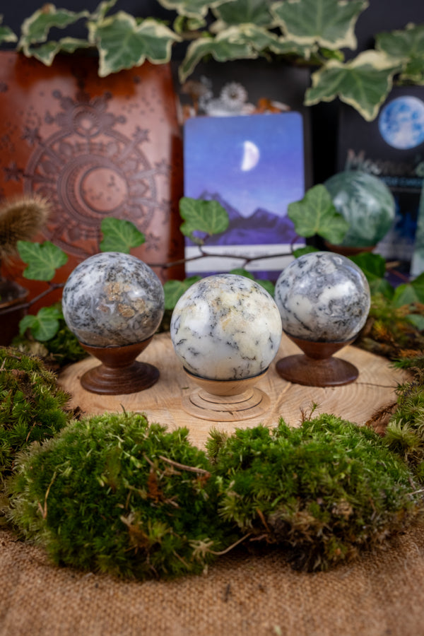 Merlinite Sphere, Mystic Dendritic Opal, Powerful Shamanic Vision Stone, Spiritual Transformation, Intuition & Shadow Work