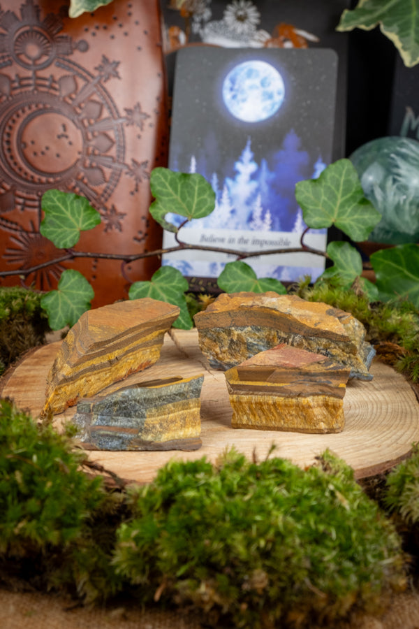 Raw Unpolished Tiger Eye Crystal Stone, Golden Brown Tiger Eye Gem for Protection Confidence Courage Grounding Root Solar Plexus