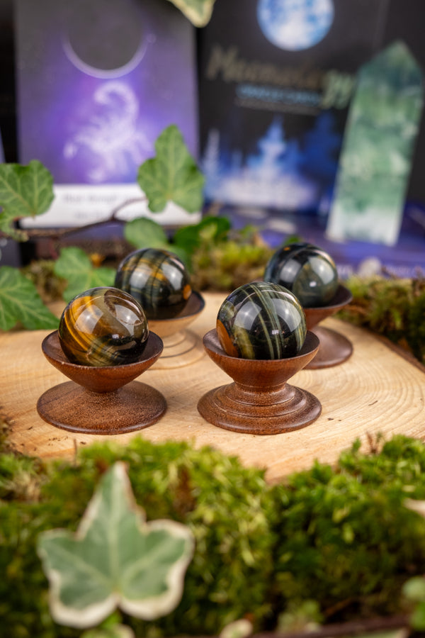 Blue Tiger's Eye Sphere, Soothing Crystal Ball, Calm Mind, Intuition, Throat Chakra, Stress Relief, Protection, Focus, Confidence