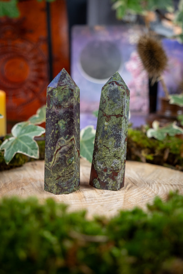 Dragon Stone Jasper Point, Polished Crystal Tower, Heart Chakra Stone, Courage & Strength, Emotional Healing, Protection and Grounding Gem.