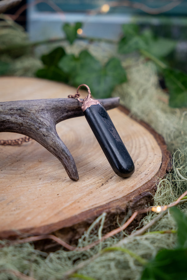 Shungite Pendant, Electroformed Copper Crystal Necklace, Raw Stone Jewellery, Handmade Gem Pendant, EMF Protection Crystal Gift