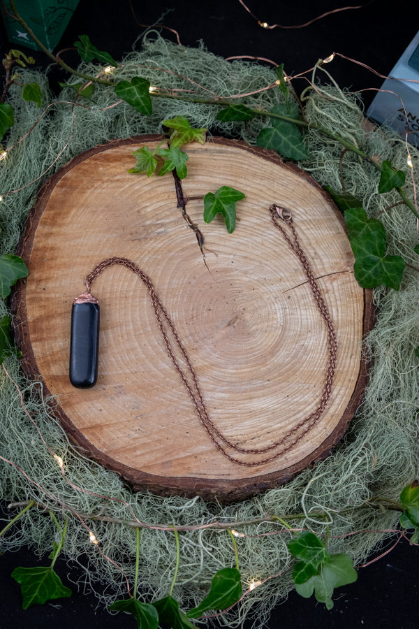 Shungite Pendant, Electroformed Copper Crystal Necklace, Raw Stone Jewellery, Handmade Gem Pendant, EMF Protection Crystal Gift