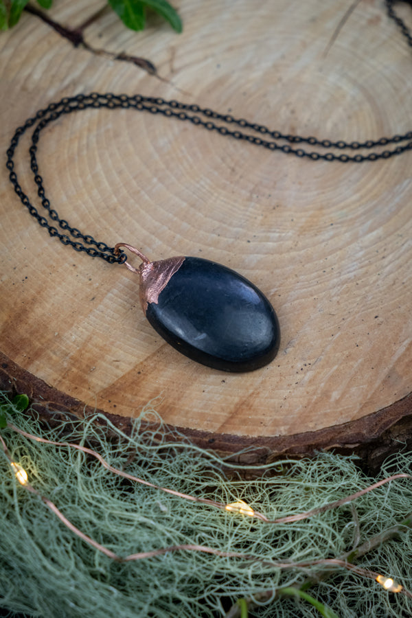 Shungite Pendant, Electroformed Copper Crystal Necklace, Raw Stone Jewellery, Handmade Gem Pendant, EMF Protection Crystal Gift