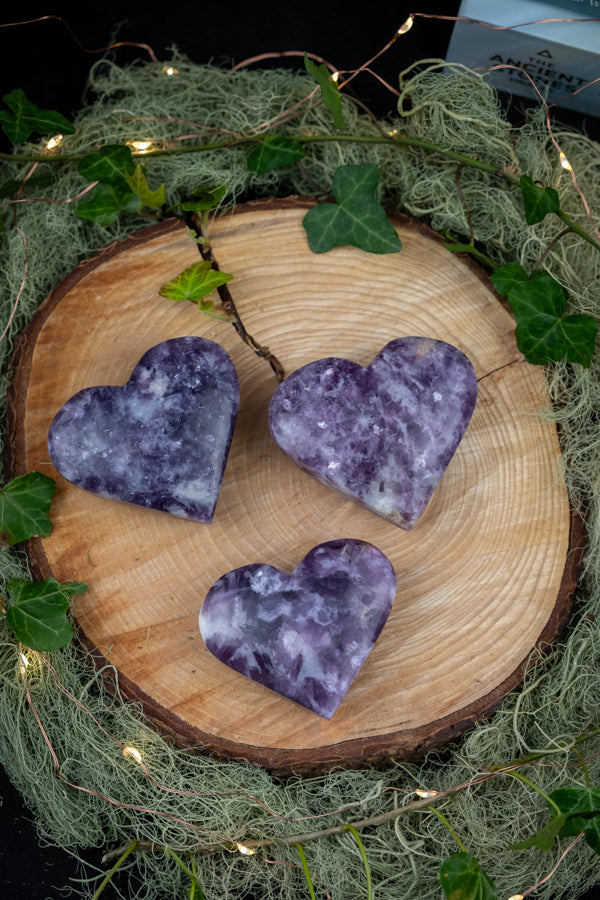 Heart Shaped Lepidolite Gemstone, Crystal for Calm, Emotional Healing, Soothing Energy, Lepidolite Heart with Gemmy Flashes